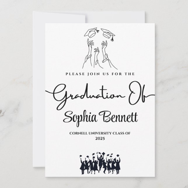 Invitación a la fiesta de graduación elegante del  (Anverso)