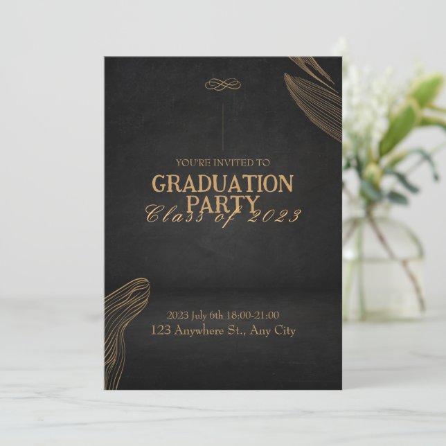 Invitación a la fiesta de graduación elegante y do (Anverso de pie)