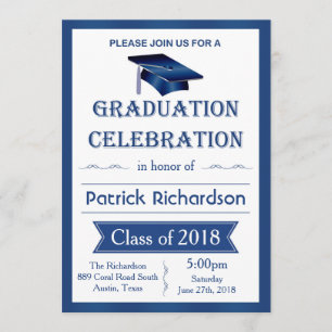 Invitación a la fiesta de graduación en mortero, a
