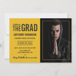 Invitación a la fiesta de graduación en negro y or