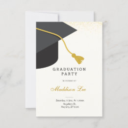Invitación a la fiesta de graduación en negro y or