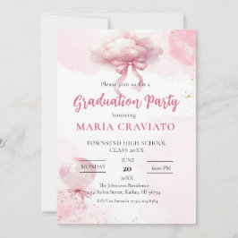 Invitación a la fiesta de graduación en nube rosa 