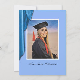 Invitación a la Fiesta de Graduación en Seda Azul