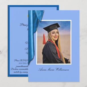 Invitación a la Fiesta de Graduación en Seda Azul
