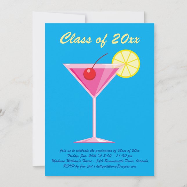 Invitación a la fiesta de graduación en verano - A (Anverso)