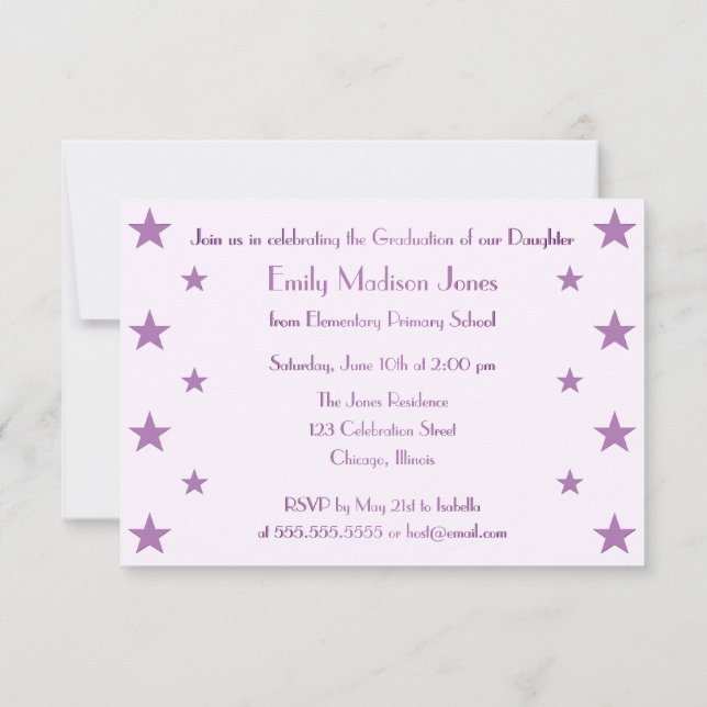 Invitación a la fiesta de graduación escolar de Pu (Reverso)