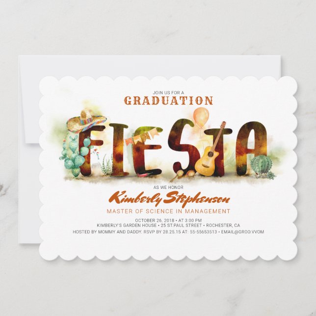 Invitación a la Fiesta de Graduación | Fiesta de M (Anverso)