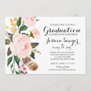 Invitación a la fiesta de graduación floral bohemi