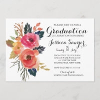 Invitación a la fiesta de graduación floral brilla