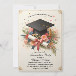 Invitación a la fiesta de graduación floral con en
