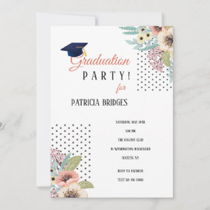 Invitación a la fiesta de graduación floral con pu