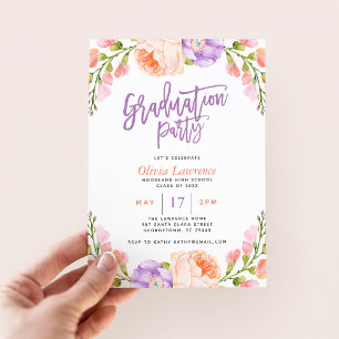 Invitación a la fiesta de graduación floral de acu