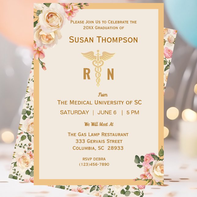 Invitación a la fiesta de graduación floral de Cad (Subido por el creador)