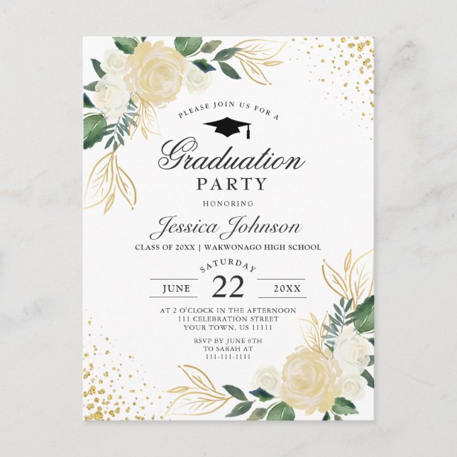 Invitación a la fiesta de graduación floral de mar (Anverso)