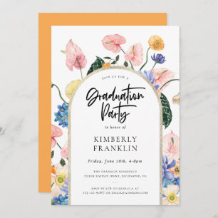Invitación a la fiesta de graduación floral de ver