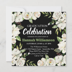 Invitación a la fiesta de graduación floral en bla