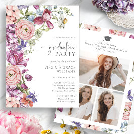 Invitación a la fiesta de graduación floral modern