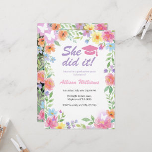 Invitación a la Fiesta de Graduación Floral para N