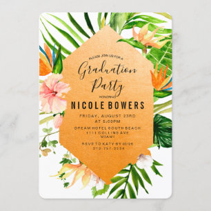 Invitación a la fiesta de graduación floral tropic