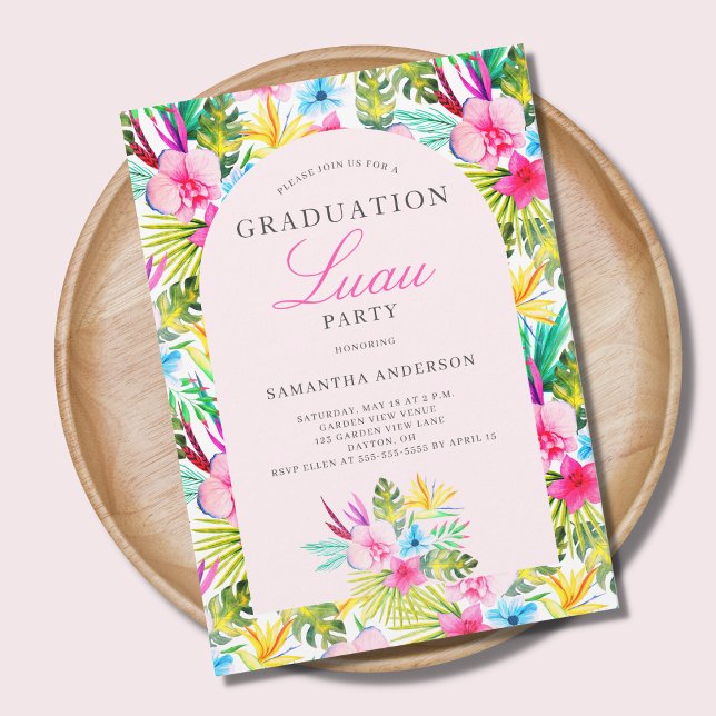 Invitación a la fiesta de graduación floral tropic (Subido por el creador)