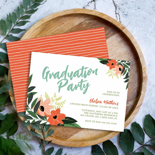 Invitación a la fiesta de graduación floral tropic (Subido por el creador)