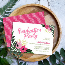 Invitación a la fiesta de graduación floral tropic