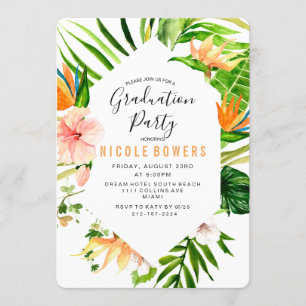 Invitación a la fiesta de graduación floral tropic