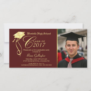 Invitación a la fiesta de graduación Foto Garnet &