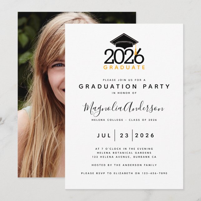 Invitación a la fiesta de graduación fotográfica (Anverso / Reverso)