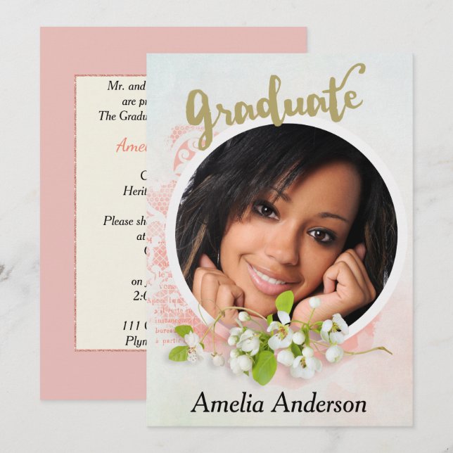 Invitación a la fiesta de graduación fotográfica (Anverso / Reverso)