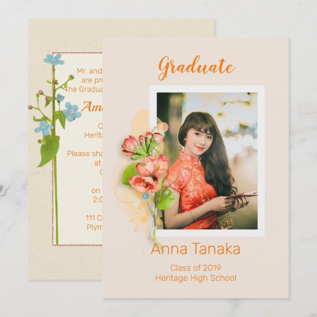 Invitación a la fiesta de graduación fotográfica (Anverso / Reverso)