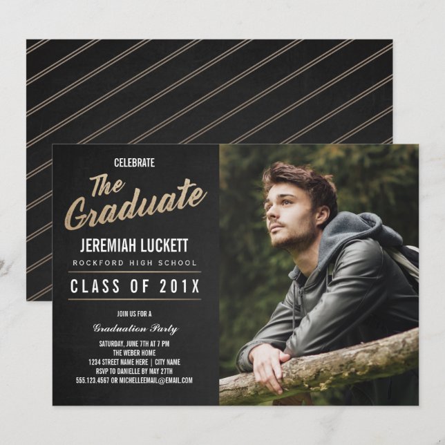 Invitación a la fiesta de graduación fotográfica | (Anverso / Reverso)