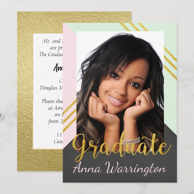 Invitación a la fiesta de graduación fotográfica (Anverso / Reverso)