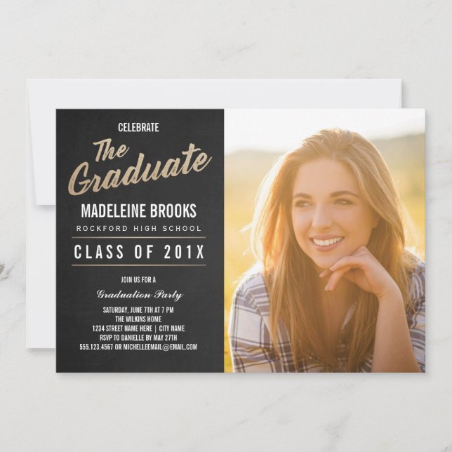 Invitación a la fiesta de graduación fotográfica | (Anverso)