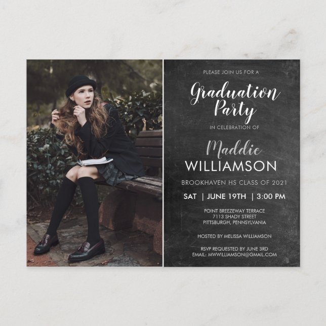 Invitación a la fiesta de graduación fotográfica d (Anverso)