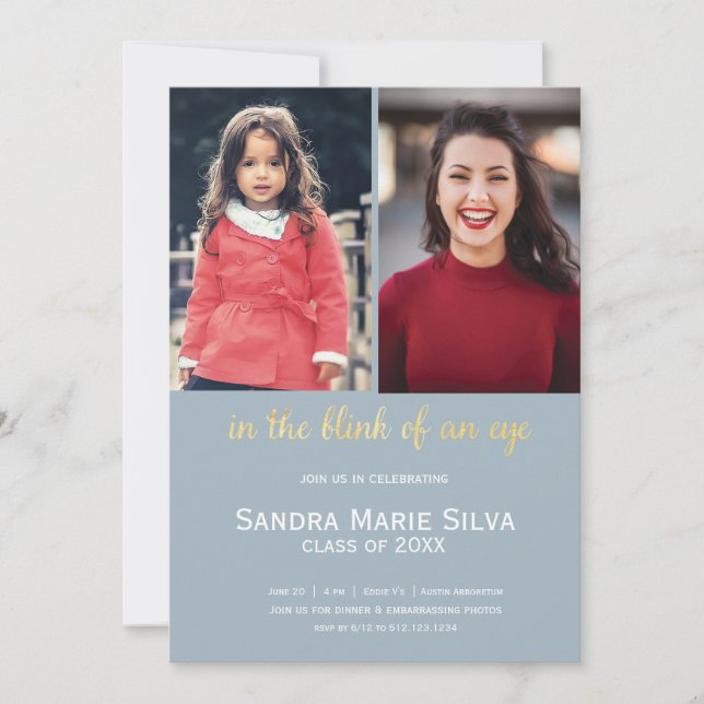 Invitación a la fiesta de graduación fotográfica K (Anverso)