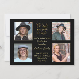 Invitación a la fiesta de graduación Gold y Black