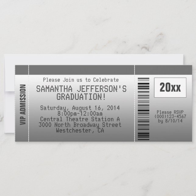 Invitación a la fiesta de graduación gris (Anverso)