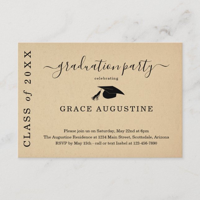 Invitación a la fiesta de graduación Insertar (Anverso)