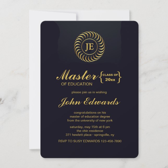 Invitación a la fiesta de graduación inspirada (Anverso)