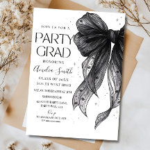 Invitación a la Fiesta de Graduación Lazo Negro Gr