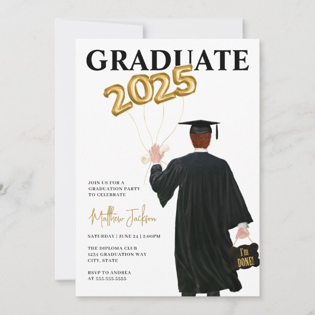Invitación a la fiesta de graduación masculina de  (Anverso)