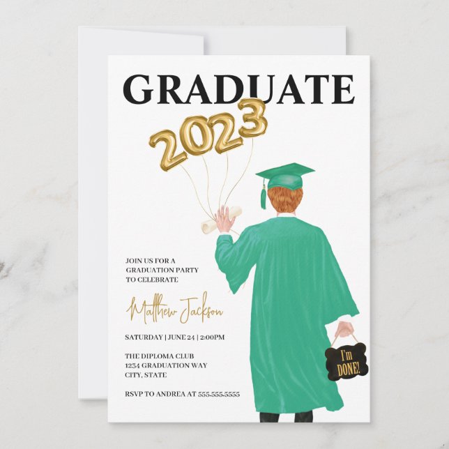 Invitación a la fiesta de graduación masculina de  (Anverso)