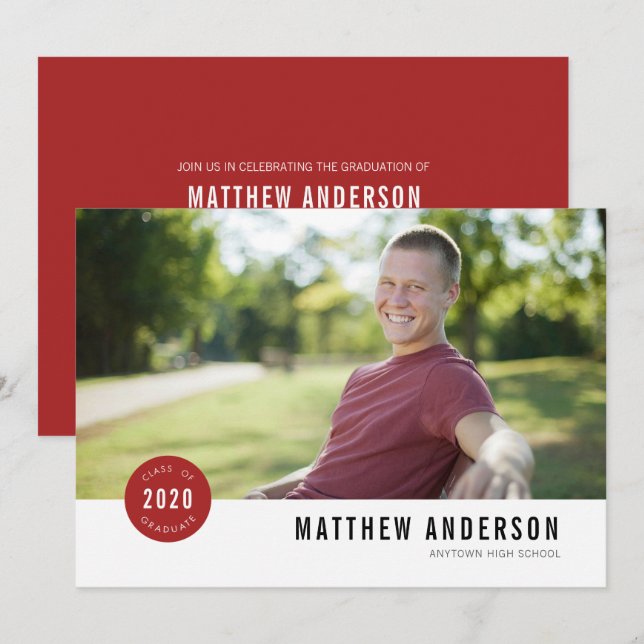 Invitación a la fiesta de graduación moderna (Anverso / Reverso)