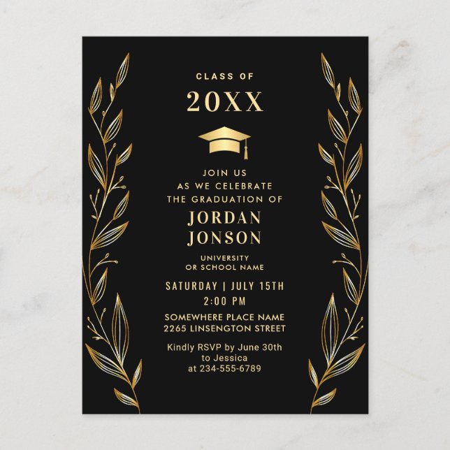 Invitación a la fiesta de graduación moderna de co (Anverso)
