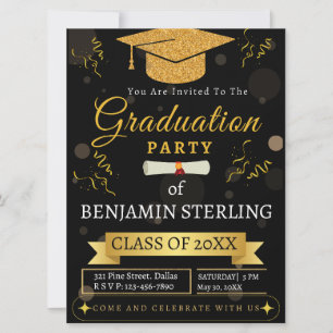 Invitación a la fiesta de graduación moderna en ne
