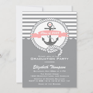 Invitación a la fiesta de graduación náutica rosa