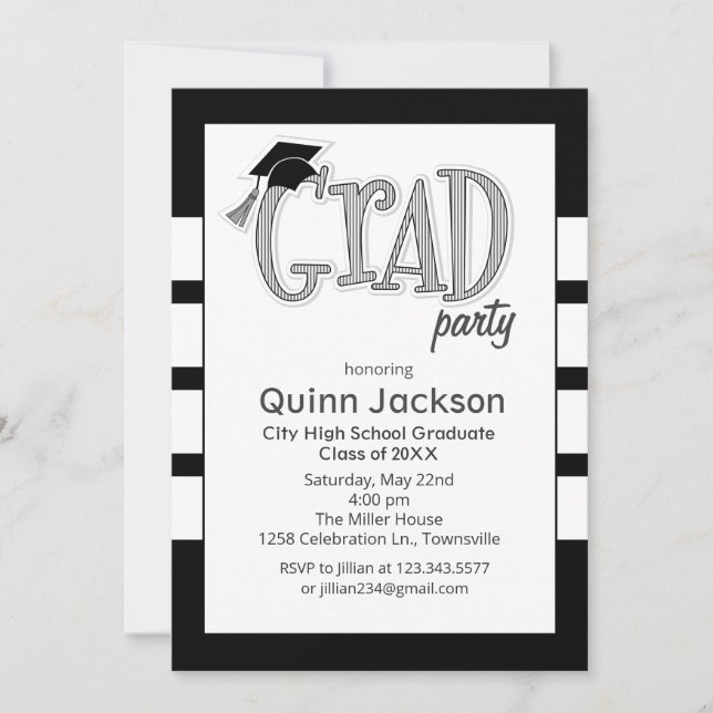 Invitación a la Fiesta de Graduación Negra (Anverso)