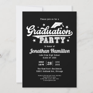 Invitación a la fiesta de graduación negra de la e