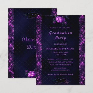 Invitación a la fiesta de graduación negra de Purp